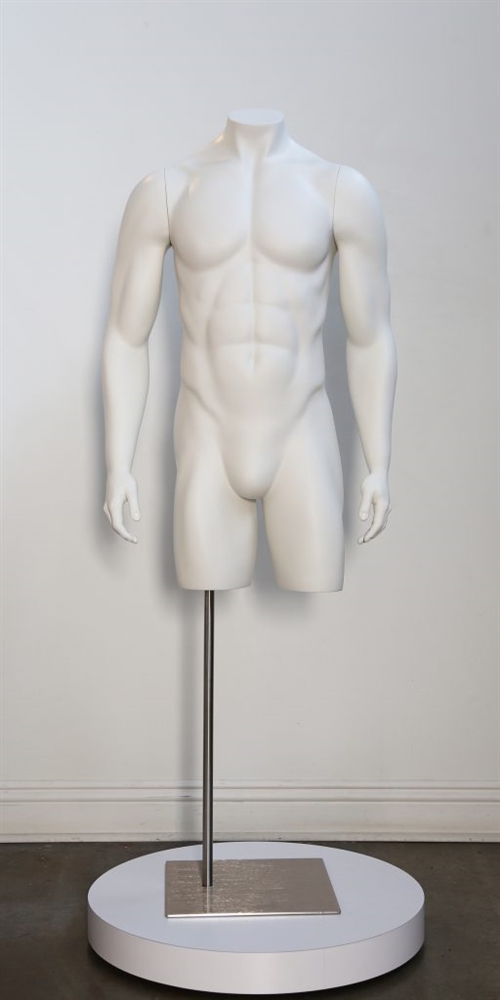 High End Fit Male 3/4 Torso Mannequin Straight Arms | Zing Display